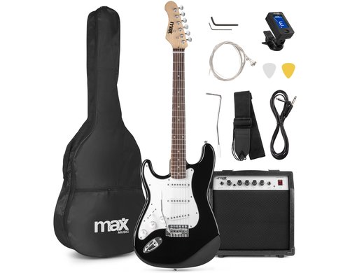 MAX GigKit Blk LftH E-Gitarrenset, Linkshänder, schwarz
