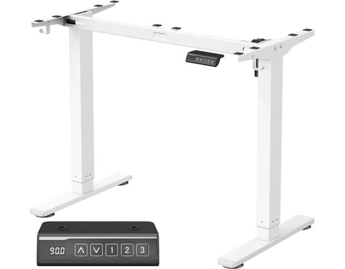 Songmics Steh- und Sitzgestell weiss ohne Platte, höhenverst. 72-118cm, 4 Rollen
