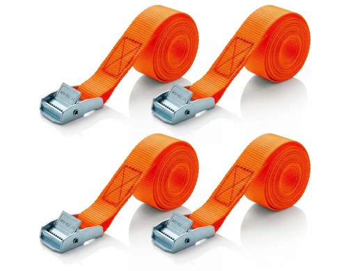EASYmaxx Spanngurt 500x2.5cm mit Ratsche Orange, 4er Set