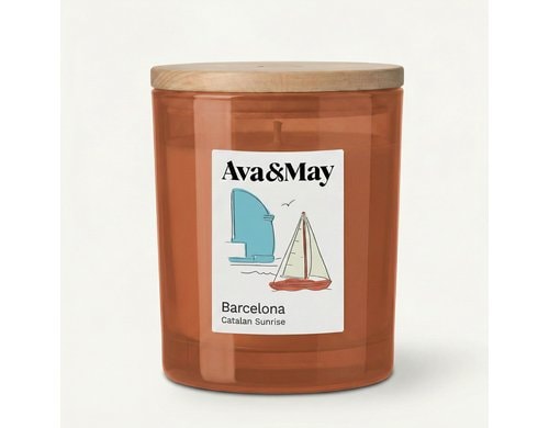 AVA & MAY Duftkerze Barcelona, 220 gr Brenndauer 56h, 100% pflanzlicher Wachs