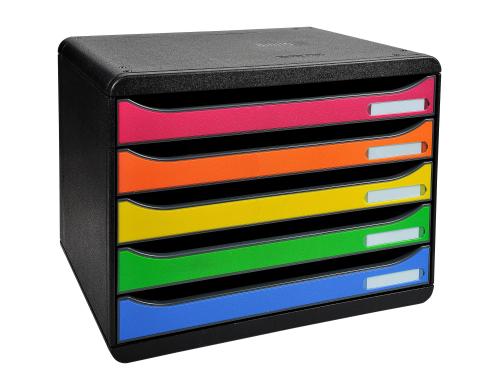 Biella Schubl. BIG-BOX PLUS ECO quer A4+ 5 Schubladen geschlossen, schwarz/harlekin