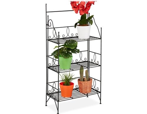 relaxdays Pflanzenständer Antik klappbar Eisen, Schwarz