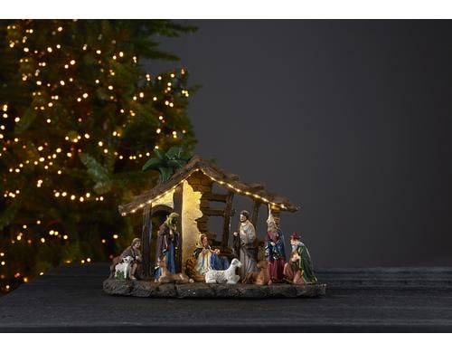 Star Trading LED Krippe Nativity BxH: 34x24cm, Batt. 3xAA, Timer 6/18h