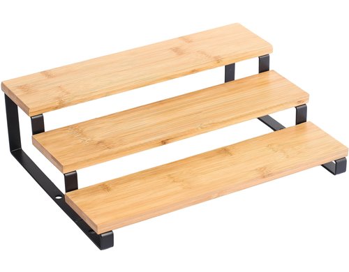 MSV Küchenregal für Gewürze Nature-Schwarz,Bambus, Stahl, 32x23.5x9.4cm