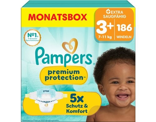 Pampers Premium Protection Gr.3+ Midi 7-11kg MonatsBox / 186 Stück