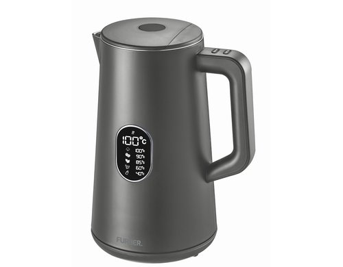 FURBER Wasserkocher Digital 1.5L  Grau Wasserkocher mit Temperatureinstellung