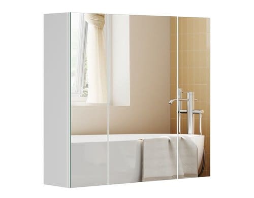 Vasagle Spiegelschrank, Weiss 90x15x60 cm (LxBxH), Holz, Glas