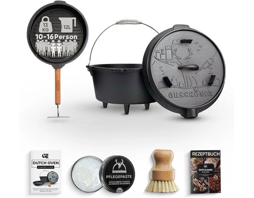 Dutch Oven Set 12L mit 2in1 Deckelheber