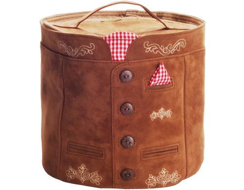 Nouvel Kartoffelkorb Oktoberfest braun, Kundstwildleder, Leinen 20x20x19cm
