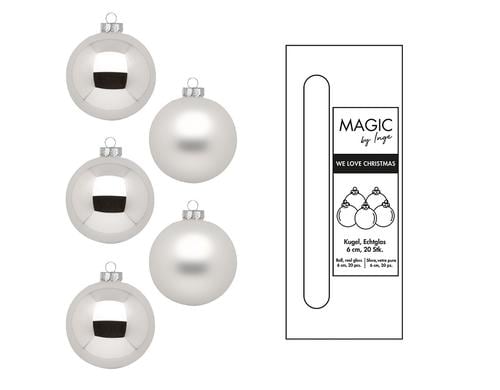 Inge Weihnachtskugel, Frosty Silver 20 Stück, Glas, D: 6 cm