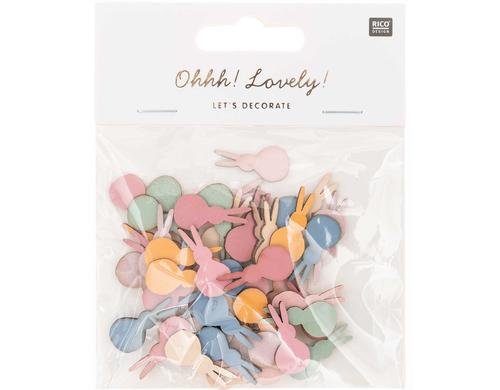 Rico Design Holzstreu Hase bunt 48 Stück