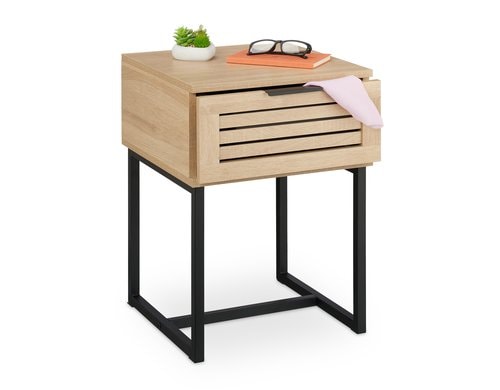 relaxdays Nachttisch mit Schublade MDF, 55,5 x 40 x 41,5 cm
