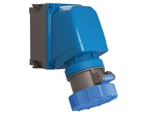 Steffen Palazzoli CEE 65° Wand-Steckdose 16/3, 2LPE, 230V, 6h, IP66/67/69 vernickelt