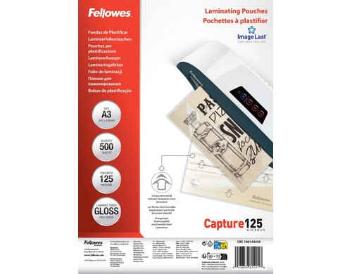 Fellowes ImageLast Laminierfolien Grosspack 500 Stück, A3, 125 Mikron