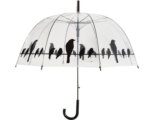 Esschert Design Regenschirm Vögel auf Draht transparent, 83x83x81.5 cm (LxHxB)