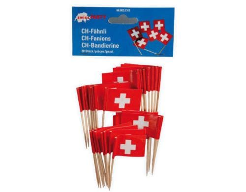 CH Zahnstocherfähnli Set à 30 Stück Länge: 6.5cm