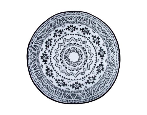 Esschert Design Outdoor Teppich, Rund PP, Schwarz-Weiss, 180 x 180 cm, India