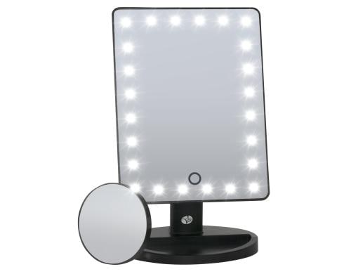 24 LED Touch dimmbarer Kosmetikspiegel 10x Vergrösserung, schwarz