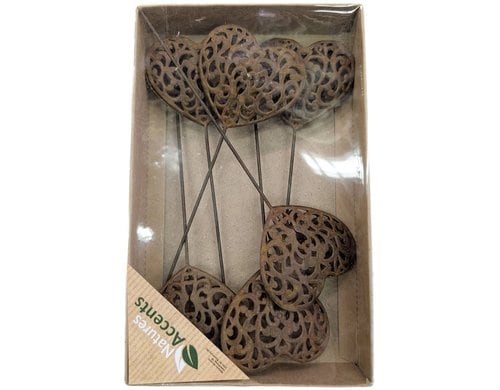 Chalet Eisenherz 5,5 cm auf Stick in Box Rost (6Stk)
