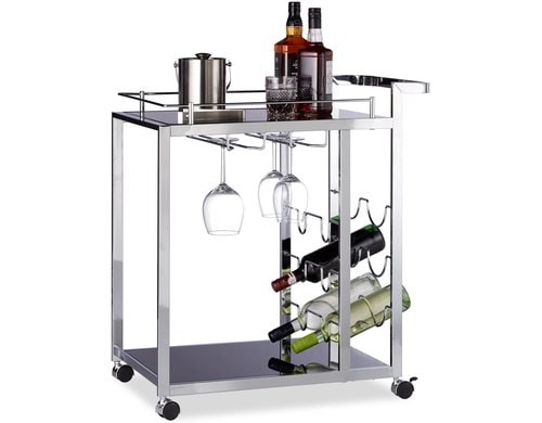 relaxdays Servierwagen Baron Stahl/Glas, 75 x 40 x 70 cm