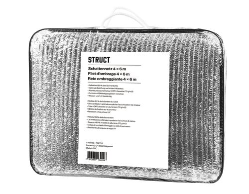 STRUCT Aluminium Schattennetz 4x6 m, 80% Schattierung