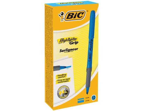 Bic Textmarker Brite Liner Grip, 12 Stk blau