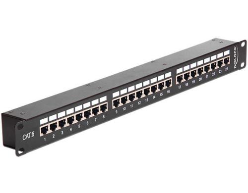 Delock 19 Patchpanel 24 Port, 1HE, schwarz Cat.6, STP, RJ-45 Kupplung