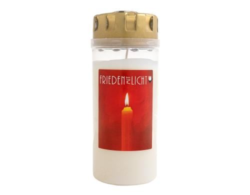 Herzog Grabkerze mit Golddeckel Frieden mit Licht 4 Tage, weiss