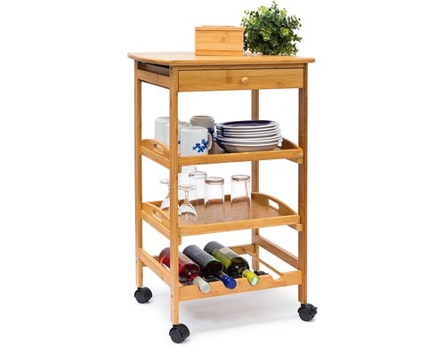 relaxdays Küchenwagen James Bambus, 80,5 x 50 x 37 cm