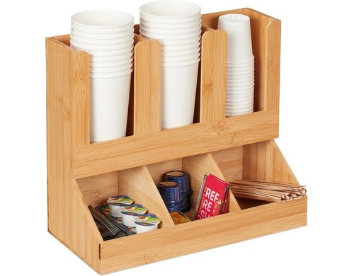 relaxdays Kaffee-Organizer Bambus, 6 Fächer