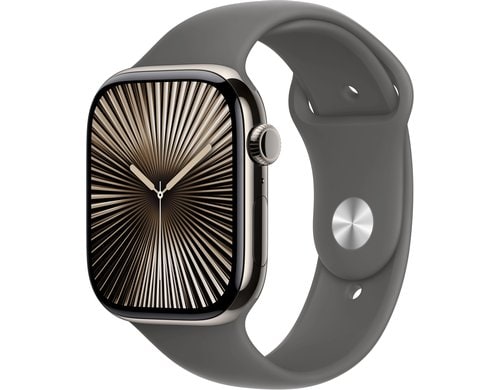 Apple Watch S10 CEL 46 Natural Titanium S mit Stone Grey Sport Band - S/M