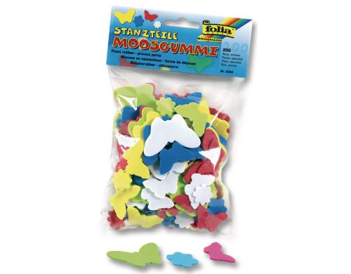Folia Moosgummi-Stanzteile Blumen & Schm. 200 Stück