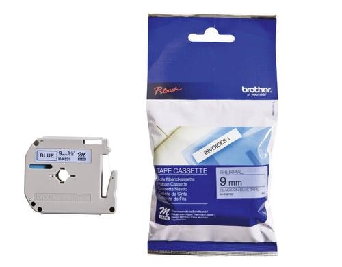 Brother P-touch Farbband M-K521, M-Band nicht laminiert,schwarz auf blau, 9mm, 8m
