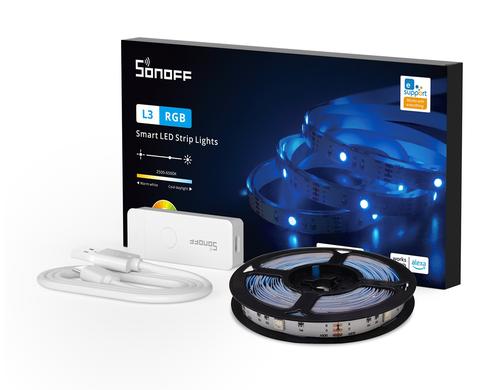 SONOFF WiFi-LEDRGB LightStrip L3-5M DC 5V Länge 5 M 90LEDS 150Lm mit 5V Adapter