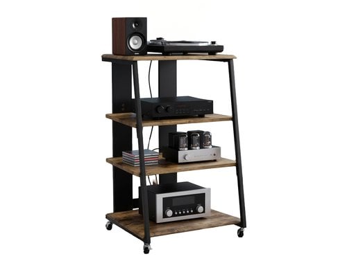 relaxdays Hifi Rack mit 4 Ablagen MDF, China, Braun/Schwarz