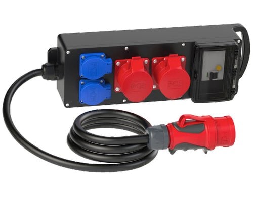 Spälti Gummi-Mobilverteiler IP54 2xCEE16/5, 2xT23, Anschlusskab 2m