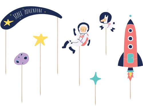 Partydeco Caketopper Kosmos 9.5-24.5cm, 7 Stück