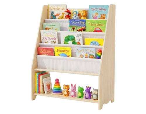 relaxdays Kinderregal mit 4 Stofftaschen Grösse: ca. 78 x 64 x 28 cm