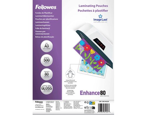 Fellowes ImageLast Laminierfolien Grosspack 500 Stück, A3, 80 Mikron
