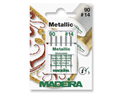 Madeira Maschinennadel Metallgarne 90/14 Packung à 5 Nadeln, Nadelst. 90/14
