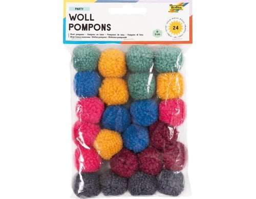 Folia Woll-Pompons Party Woll-Pompons Party farbig sortiert 30 mm 24