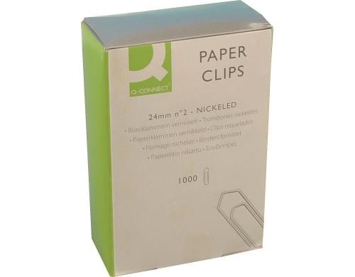 Connect Büroklammern 24 mm lang, vernickelt Schachtel zu 1000 Stück, Nr.2