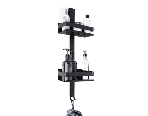 Benkstein Dusch-Organizer Schwarz 1x Duschregal mit 2 Duschkörben zum Hängen