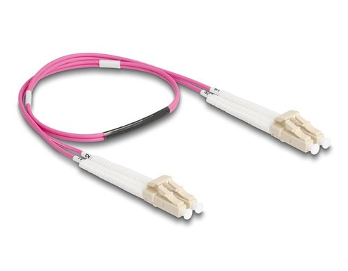 Delock LWL Duplex Patchkabel, OM4, 50cm Multimode 50/125µm, LC-LC, Winkelbar