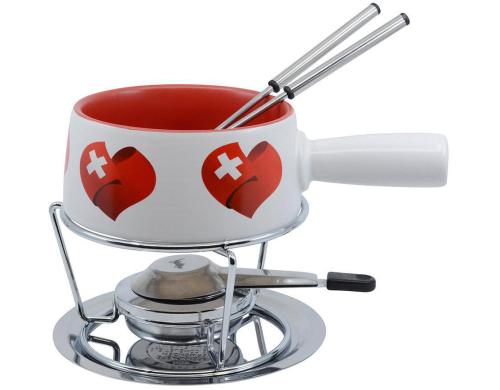 Kadastar Käsefondue-Set Swiss Love 5 teilig, Ø 16 cm x 7.5 cm, Keramik