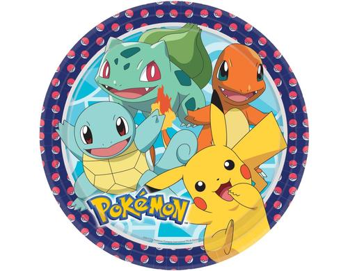 Pokemon Pappteller D: 23 cm, 8 Stück, Papier