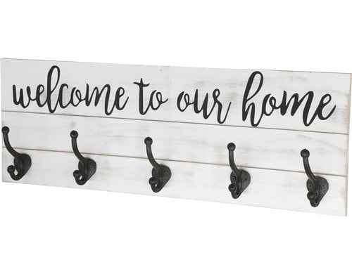 Chic Antique Kleiderhakenbrett crème welcome to our home