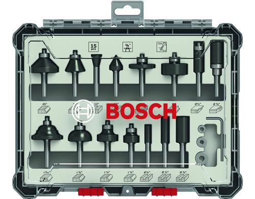 Bosch Professional 15-teiliges Fräser-Set 1/4-Schaft