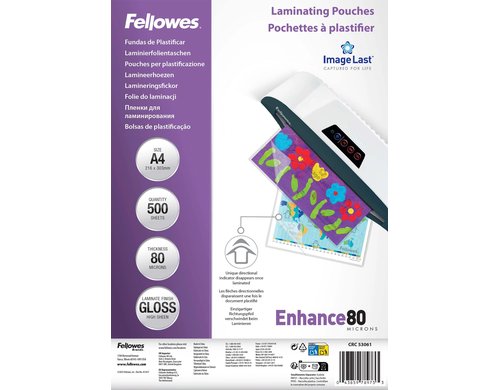 Fellowes ImageLast Laminierfolien Grosspack 500 Stück, A4, 80 Mikron