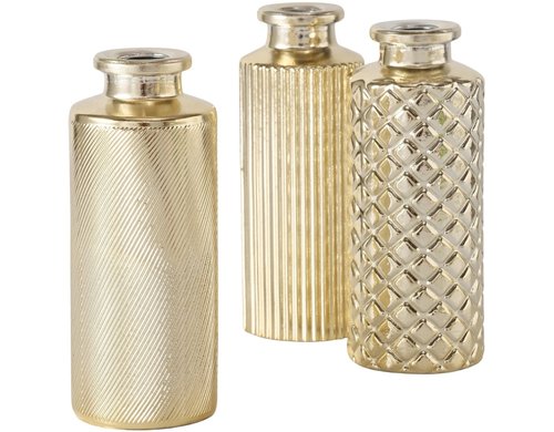 Boltze Vase Adore 1 Stück assortiert H 13 cm, Glas, Gold